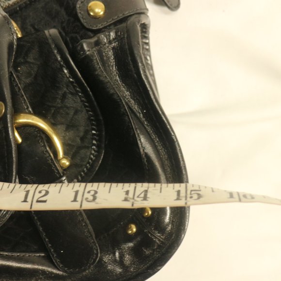 Vtg Kate Landry Black Cow Hair Gold Buckle Purse - Picture 11 of 11
